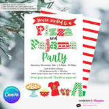 Christmas Pizza and Pajama Party Invitation - Editable in Canva