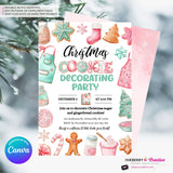Christmas Cookie Decorating Party Invitation, Editable Canva Template, Watercolor, Christmas Cookie Swap Exchange, Editable Canva Invite