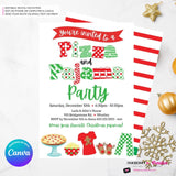 Christmas Pizza and Pajama Party Invitation - Editable in Canva