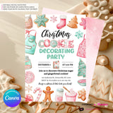Christmas Cookie Decorating Party Invitation, Editable Canva Template, Watercolor, Christmas Cookie Swap Exchange, Editable Canva Invite