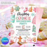 Christmas Cookie Decorating Party Invitation, Editable Canva Template, Watercolor, Christmas Cookie Swap Exchange, Editable Canva Invite