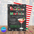 Mistletoe and Martinis Christmas Party Invitation - Editable in Canva
