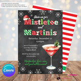 Mistletoe and Martinis Christmas Party Invitation - Editable in Canva