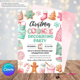 Christmas Cookie Decorating Party Invitation, Editable Canva Template, Watercolor, Christmas Cookie Swap Exchange, Editable Canva Invite