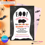 Boo Ghost Spooktacular Halloween Party Invitation - Editable in Canva (Digital Download)