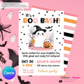 BOO Bash Cute Ghost Halloween Party Invitation, Pink Orange Purple Halloween - Editable in Canva