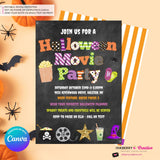 Halloween Movie Party Invitation - Chalkboard - Editable in Canva
