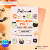 Halloween Cookie Decorating Party Invitation, Editable Canva Template, Watercolor, Halloween Cookie Swap Exchange, Editable Canva Invite