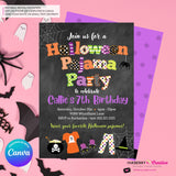 Halloween Pajama Party Invitation - Chalkboard - Editable in Canva