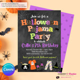 Halloween Pajama Party Invitation - Chalkboard - Editable in Canva