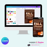 Fall Festival Invitation, Woodgrain Pumpkins, Editable Canva Template (5x7)