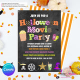 Halloween Movie Party Invitation - Chalkboard - Editable in Canva