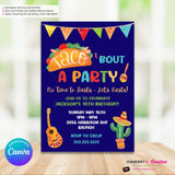 Taco Bout a Party Invitation (BLUE) Mexican Fiesta, Canva Template (Digital Printable File)