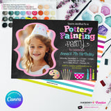 Pottery Painting Photo Party Invitation (Chalkboard Style) - Editable in Canva