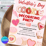 Valentine's Day Cookie Decorating Party Invitation, Editable Canva Template, Watercolor, Valentine Cookie Baking Party, Editable Canva Invite