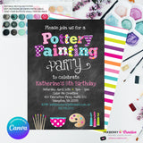 Pottery Painting Party Invitation (Chalkboard Style) - Editable in Canva