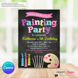 Painting Party Invitation (Chalkboard Style) - Printable, Instant Download, Edit in Canva