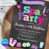 Spa Birthday Party Invitation - CHALK - Printable, Instant Download, Edit in Canva