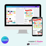 Editable Roller Skating Birthday Party Invitation - Boys Roller Skate Party Invite, Roller Skating Rink Invite, Edit in Canva