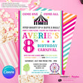 Carnival Theme Birthday Invitation for Girls - Editable in Canva