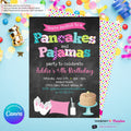 Pancakes and Pajamas Party Invitation (Chalkboard Style) - Kids Pancakes Pajama Birthday Party Invite - Edit in Canva