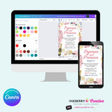 Pajamas and Prosecco Party Invitation (Pink) - Editable in Canva