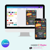 Taco Bout a Party Invitation (CHALK) Mexican Fiesta, Canva Template (Digital Printable File)