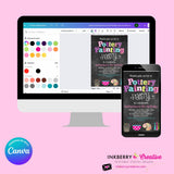 Pottery Painting Party Invitation (Chalkboard Style) - Editable in Canva