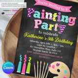 Painting Party Invitation (Chalkboard Style) - Printable, Instant Download, Edit in Canva