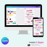 Donuts and Pajamas Party Invitation - Kids Donut Breakfast Pajama Birthday Party Invite - Edit in Canva