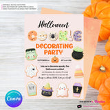 Halloween Cookie Decorating Party Invitation, Editable Canva Template, Watercolor, Halloween Cookie Swap Exchange, Editable Canva Invite