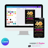 Disco Ball 40th Party Invitation - Digital File, Edit in Canva