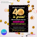 Disco Ball 40th Party Invitation - Digital File, Edit in Canva