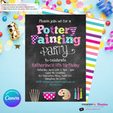 Pottery Painting Party Invitation (Chalkboard Style) - Editable in Canva