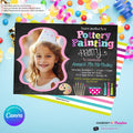 Pottery Painting Photo Party Invitation (Chalkboard Style) - Editable in Canva