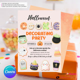 Halloween Cookie Decorating Party Invitation, Editable Canva Template, Watercolor, Halloween Cookie Swap Exchange, Editable Canva Invite