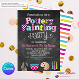 Pottery Painting Party Invitation (Chalkboard Style) - Editable in Canva
