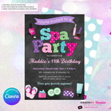 Spa Birthday Party Invitation - CHALK - Printable, Instant Download, Edit in Canva