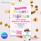 Donuts and Pajamas Party Invitation - Kids Donut Breakfast Pajama Birthday Party Invite - Edit in Canva
