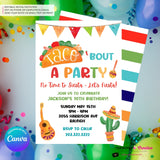 Taco Bout a Party Invitation (WHITE) Mexican Fiesta, Canva Template (Digital Printable File)