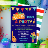 Taco Bout a Party Invitation (BLUE) Mexican Fiesta, Canva Template (Digital Printable File)