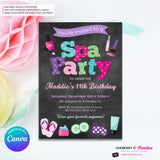 Spa Birthday Party Invitation - CHALK - Printable, Instant Download, Edit in Canva