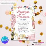 Pajamas and Prosecco Party Invitation (Pink) - Editable in Canva