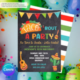 Taco Bout a Party Invitation (CHALK) Mexican Fiesta, Canva Template (Digital Printable File)