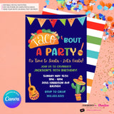 Taco Bout a Party Invitation (BLUE) Mexican Fiesta, Canva Template (Digital Printable File)