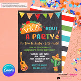 Taco Bout a Party Invitation (CHALK) Mexican Fiesta, Canva Template (Digital Printable File)