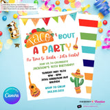 Taco Bout a Party Invitation (WHITE) Mexican Fiesta, Canva Template (Digital Printable File)