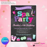 Spa Birthday Party Invitation - CHALK - Printable, Instant Download, Edit in Canva