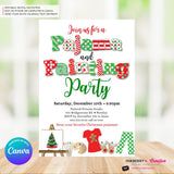 Christmas Pajama and Painting Party Invitation - Editable in Canva