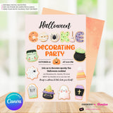 Halloween Cookie Decorating Party Invitation, Editable Canva Template, Watercolor, Halloween Cookie Swap Exchange, Editable Canva Invite